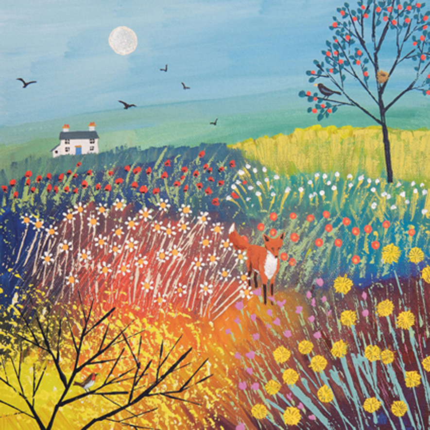 Twighlight Over Summer Meadow Greeting Card by Artist Jo Grundy Cards